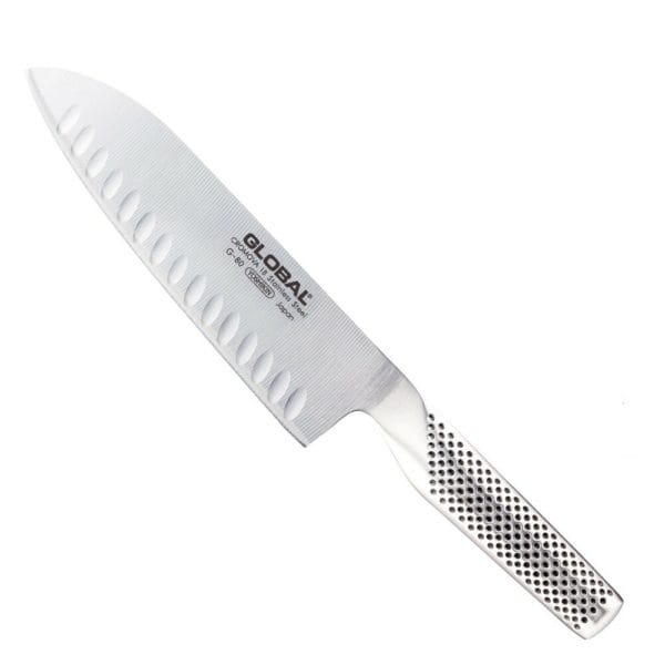 Global Coltello Cucina Forgiato G-80 Santoku Lama Alveolata