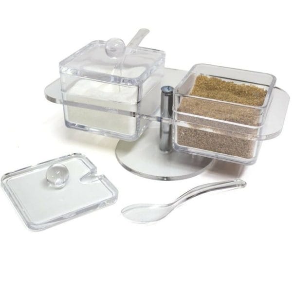Zuccheriera doppia Basics trasparente con due scomparti acrilici - Professional Cooking
