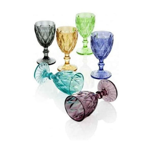 Brandani-Bicchieri-Calici-Modello-Diamante-Colori-Assortiti-Set-6Pz-Vetro