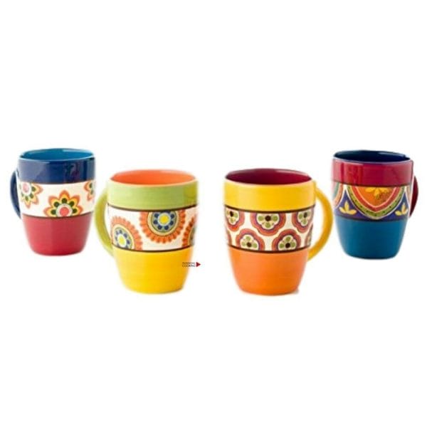 Brandani-Set-4-Tazzoni-Mug-Con-Manico-Ceramica-Colorata-Multicolore